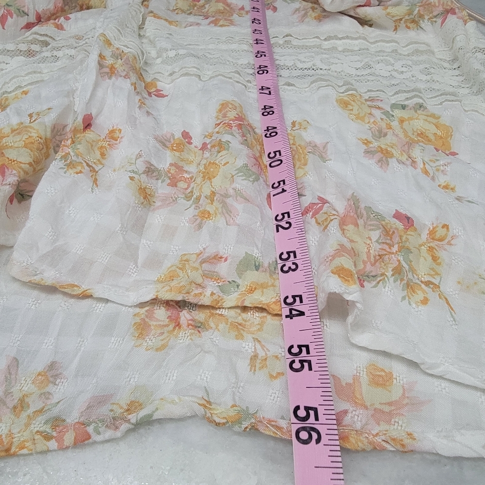 Boho Floral Maxi Dress - White with Yellow & Pink Floral - Picture 6 of 9